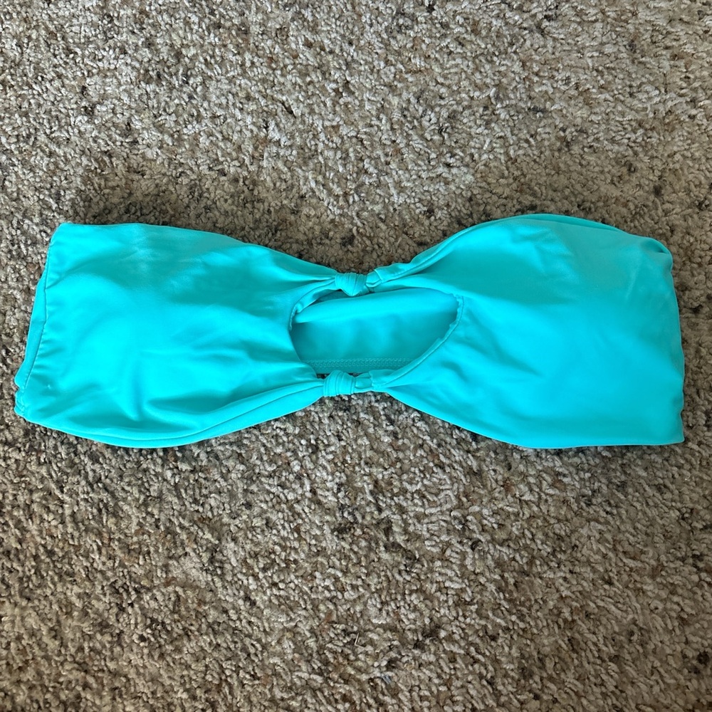 Super cute teal strapless cut out shein bikini!!
